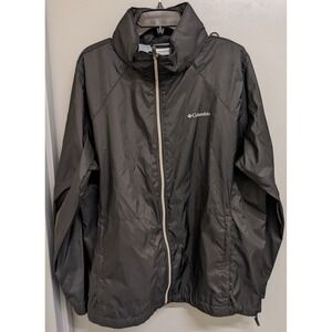 Columbia Black Jacket Women's 2X Switchback III Full Zip Hooded Rain Windbreaker